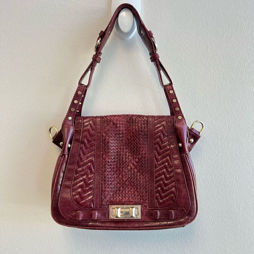 Rebecca Minkoff Endless Love Woven Satchel Bag Purse Gold Tone Hardware Luxury